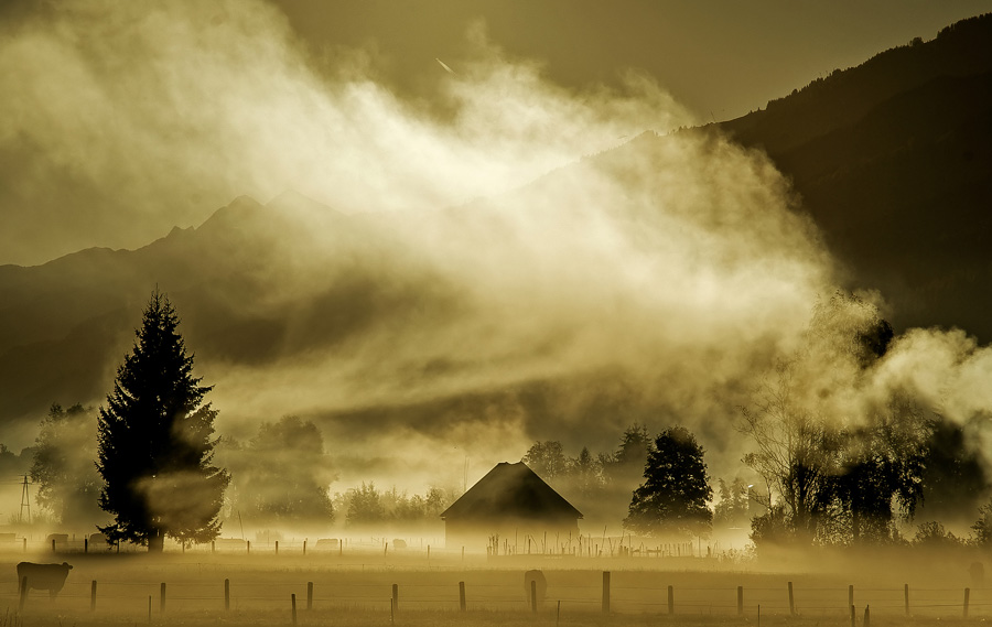 Pinzgau im Morgennebel